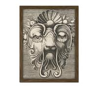 Artery8 Huys Shell Shaped Mask Fruit Engraving Drawing Artwork Framed Wall Art Print 18X24 Inch