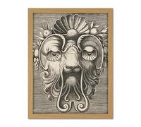 Artery8 Huys Shell Shaped Mask Fruit Engraving Drawing Artwork Framed Wall Art Print 18X24 Inch
