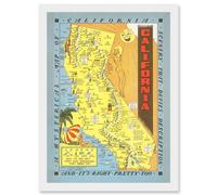 Artery8 Hysterical Map Lindgren 1948 California Pictorial Artwork Framed Wall Art Print A4