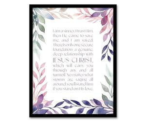 Artery8 I am a Sinner Charles Spurgeon Quote Jesus Christ Christian Bible Faith God Verse Revelations Violet Flowers Artwork Artwork Framed Wall Art Print A4