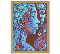 Artery8 I am My Mother Modern Folk Art Illustration Artwork Framed Wall Art Print A4 in Light Oak Artery8 Light Oak