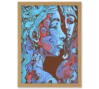 Artery8 I am My Mother Modern Folk Art Illustration Artwork Framed Wall Art Print A4 in Light Oak Artery8 Light Oak