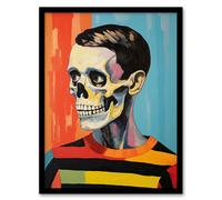 Artery8 I Can Pull Off-These Fashion Stripes By Ryan Ramirez Skeleton Face Portrait Artwork Painting Halloween Art Print Framed Poster Wall Decor Artery8 Black A4