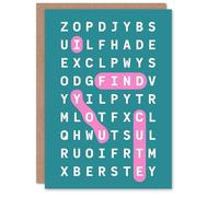 Artery8 I Find You Cute Modern Romance Wordsearch Valentine's Day Card