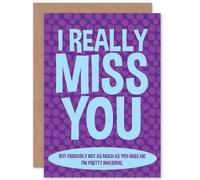 Artery8 I Really Miss You Joke Friendship Vanity Funny Greetings Card in Purple Artery8 Purple