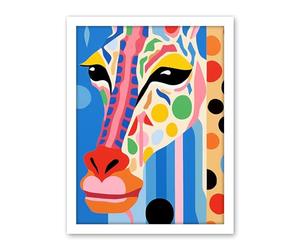 Artery8 I Woke Up Like This Giraffe Henri Matisse Style Artwork Vibrant Abstract Portrait Artwork Framed Wall Art Print 18X24 Inch