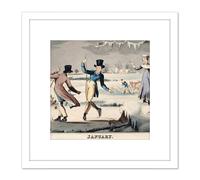 Artery8 Ice Skating January 1820 Winter Drawing 8X8 Inch Square Wooden Framed Wall Art Print Picture with Mount in White Artery8 White