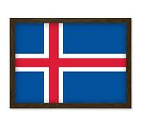 Artery8 Iceland National Flag Patriotic Vexillology World Flags Country Region Poster Artwork Framed Wall Art Print A4