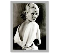 Artery8 Iconic Bette Davis Hollywood Actress A4 Artwork Framed Wall Art Print in Light Grey Artery8 Light Grey