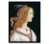Artery8 Idealized Portrait of a Lady Botticelli Vintage Framed Wall Art Print in Black | Size: A4 Artery8 Black A4