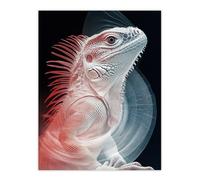 Artery8 Iguana Modern Red Blue Xray Effect Portrait Living Room Large Wall Art Poster Print Thick Paper 18X24 Inch