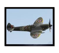 Artery8 Iliff Chowells Military UK RAF Spitfire Fighter Plane Framed Art Print in Blue | Size: W12" x H16" Artery8 Blue W12" x H16"