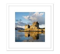 Artery8 Iliff Eilean Donan Castle Kyle Lochalsh Scotland Photo 8X8 Inch Square Wooden Framed Wall Art Print Picture with Mount in White Artery8 White