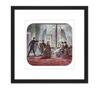 Artery8 Illustration Lincoln Assassination Booth Theatre 8X8 Inch Square Wooden Framed Wall Art Print Picture with Mount in Black Artery8 Black