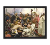 Artery8 Ilya Yefimovich Repin Cossacks Old Master Painting Artwork Framed Wall Art Print A4 in Black Artery8 Black