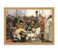 Ilya Yefimovich Repin Cossacks Old Master Painting Artwork Framed Wall Art Print A4 Artery8 Light Oak One Size