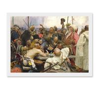 Ilya Yefimovich Repin Cossacks Old Master Painting Artwork Framed Wall Art Print A4 Artery8 White One Size