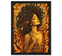 Artery8 I'm an Autumn Amber and Red Modern Illustration Artwork Framed Wall Art Print A4