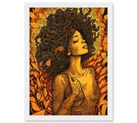 Artery8 I'm an Autumn Amber and Red Modern Illustration Artwork Framed Wall Art Print A4