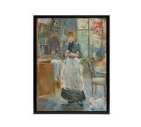 Artery8 In the Dining Room Oil Painting Morisot Black Framed Canvas Wall Art | Size: W18" x H24" Artery8 Multicolor W18" x H24"