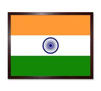 Artery8 India National Flag Patriotic Vexillology World Flags Country Region Poster Artwork Framed Wall Art Print 9X7 Inch