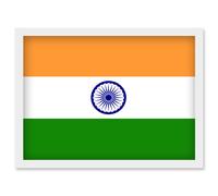 Artery8 India National Flag Vexillology World Flags Country Region Poster Artwork Framed Wall Art Print A4 in White Artery8 White