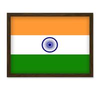 Artery8 India National Flag Vexillology World Flags Country Region Poster Artwork Framed Wall Art Print A4 in Brown Artery8 Brown