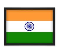 Artery8 India National Flag Vexillology World Flags Country Region Poster Artwork Framed Wall Art Print A4 in Black Artery8 Black