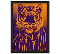 Doppelganger33 LTD Indigo Illustrated Tiger Portrait Vibrant Painting Artwork Framed Wall Art Print A4