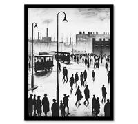 Artery8 Industrial City Scene 1930s Drawing British Town Framed Art Print in Grey | Size: W12" x H16" Artery8 Grey W12" x H16"