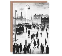 Artery8 Industrial City Scene 1930s Drawing British Town Greeting Birthday Card Him Her All Blank