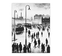 Artery8 Industrial City Scene 1930s Drawing British Town Wall Art Print in Grey | Size: W12" x H16" Artery8 Grey W12" x H16"