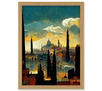 Doppelganger33 LTD Industrial Cityscape Sunset Artwork Framed Wall Art Print A4