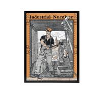 Artery8 Industrial Number Worker Framed Canvas Wall Art Print Edward Penfield in Orange | Size: W18" x H24" Artery8 Orange W18" x H24"