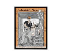 Artery8 Industrial Number Worker Framed Canvas Wall Art Print Vintage : Artwork by Edward Penfield 12x16 Vibrant garden scene radiating sunlight and life, loved by admirers of classic European art