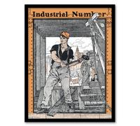 Artery8 Industrial Number Worker Vintage Framed Wall Art Print Edward Penfield in Orange | Size: W12" x H16" Artery8 Orange W12" x H16"