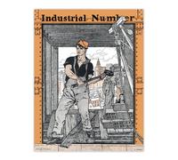 Artery8 Industrial Number Worker Vintage Wall Art Print Edward Penfield in Orange | Size: W24" x H32" Artery8 Orange W24" x H32"