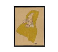 Artery8 Infant Portrait in a Changing Pad Schiele Framed Canvas Wall Art Print in Beige | Size: W18" x H24" Artery8 Beige W18" x H24"