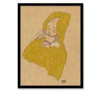 Artery8 Infant Portrait in a Changing Pad Schiele Framed Wall Art Print in Beige | Size: A4 Artery8 Beige A4