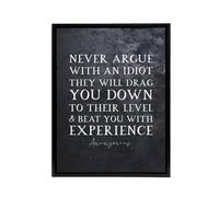Artery8 Inspirational Quote Never Argue Mark Twain Framed Canvas Wall Art Print in Grey | Size: W18" x H24" Artery8 Grey W18" x H24"