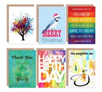 Artery8 Inspirational Rainbow Abstract Wizard of Oz All Occasions Various Assorted Greeting Cards With Envelopes includes Xmas & Birthday Pack of 6 Artery8 Multicolor