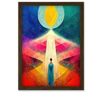 Artery8 Into The Light Abstract Spiritual Painting Artwork Framed Wall Art Print A4 in Brown Artery8 Brown