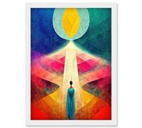 Artery8 Into The Light Abstract Spiritual Painting Artwork Framed Wall Art Print A4 in White Artery8 White
