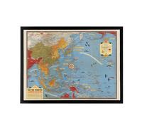 Artery8 Invasion Map 1944 War WWII On To Tokyo Framed Canvas Wall Art Print in Blue | Size: W18" x H24" Artery8 Blue W18" x H24"