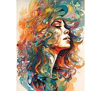 Artery8 Iris Goddess of Rainbows Multicoloured Flowing Hair Deity Portrait Modern Watercolour Illustration Large Wall Art Poster Print Thick Paper 18X24 Inch