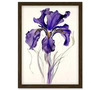 Artery8 Iris Reticulata Watercolour Flower Bloom Drawing Artwork Framed Wall Art Print A4