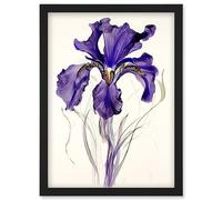 Artery8 Iris Reticulata Watercolour Flower Bloom Drawing Artwork Framed Wall Art Print A4