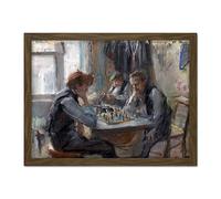 Artery8 Isaac Israels De Schaakspelers Men Portrait Artwork Framed Wall Art Print 18X24 Inch
