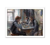 Artery8 Isaac Israels De Schaakspelers Men Portrait Artwork Framed Wall Art Print 18X24 Inch
