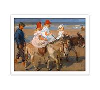 Artery8 Isaac Israels Donkey Rides On The Beach Portrait Artwork Framed Wall Art Print 18X24 Inch